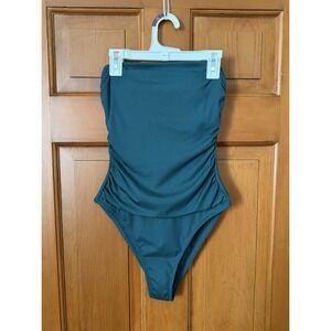 Women's Shade & Shore Green One-Piece Strapless Bathing Suit Size Small NWT